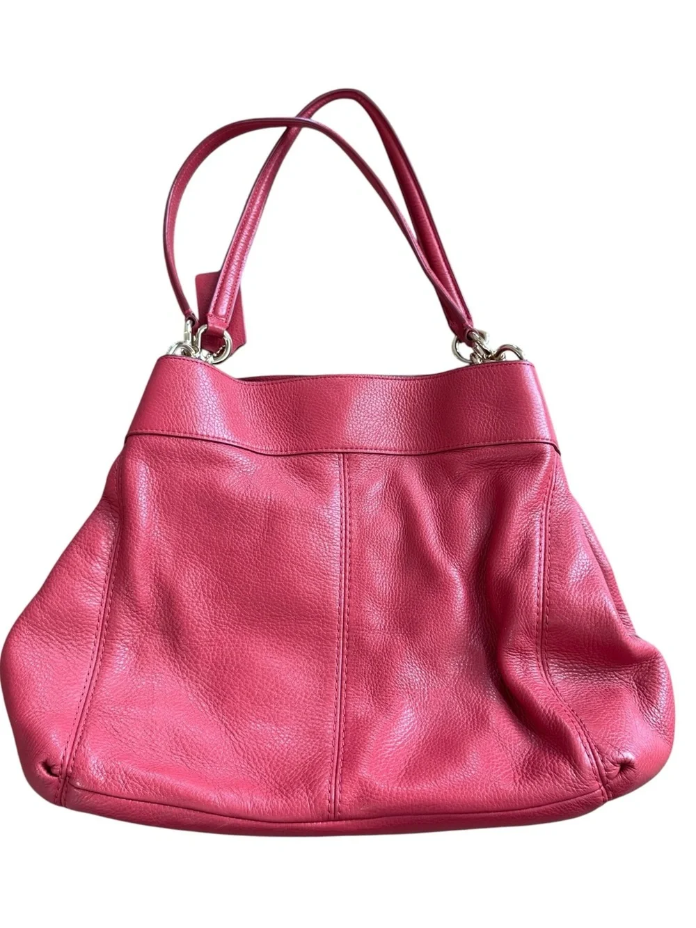 COACH F57545 Lexy Rasberry Red Pinkish Red Pebbled Leather Shoulder Bag